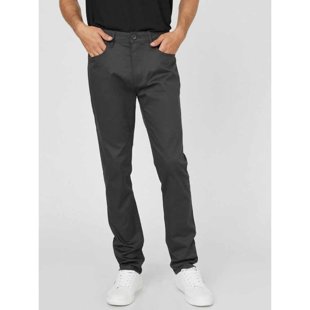 Guess Men’s Ledger Sateen Pants Slim Straight In Dark Grey 38X32